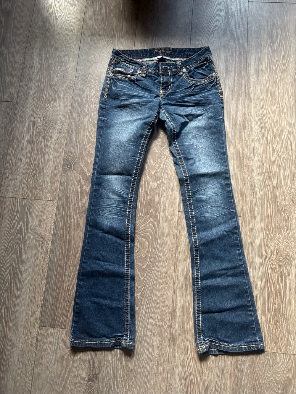 Amethyst Jeans Dark Blue Bootcut with Contrast Stitching